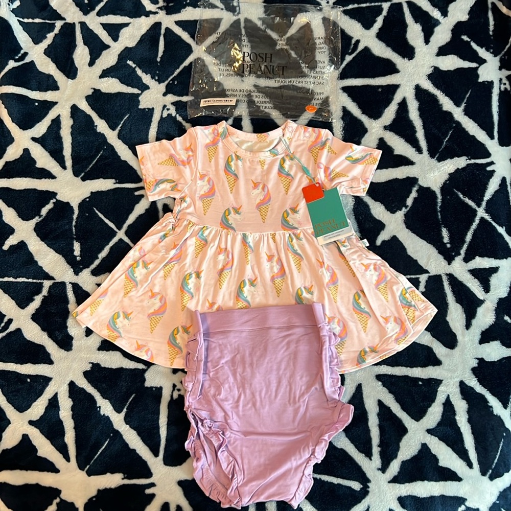 Posh peanut unicorn ice cream cone 2 piece bummy set